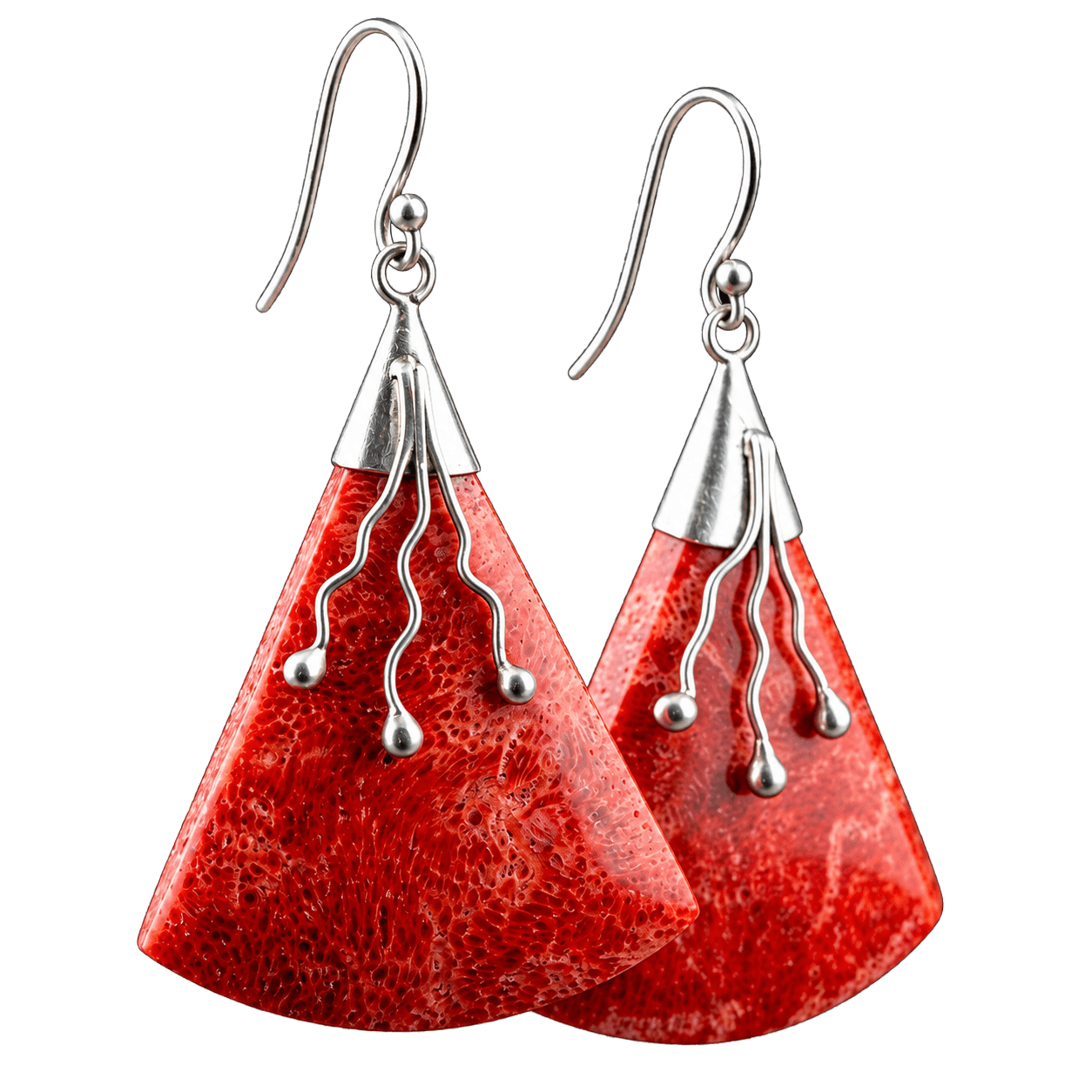 Red Howlite Silver Earrings, floating above red sand
